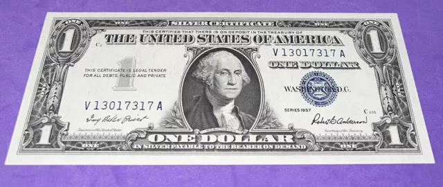 1957 A One $1 Dollar Bill Blue Seal Silver Certificate Mint Condition Rare Bill
