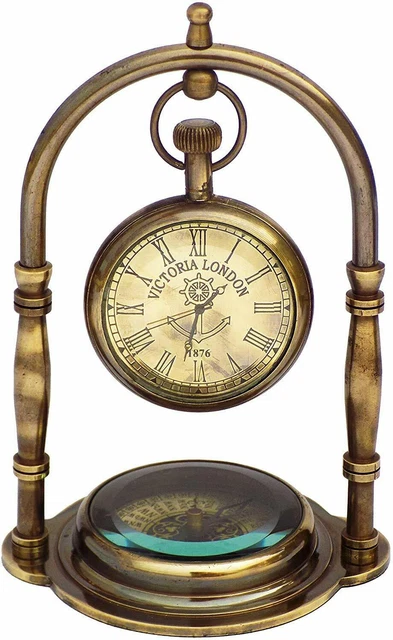 Uhr Tisch Maritime Vintage Messing Kompass Antik Victoria London