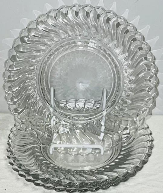 4 Fostoria COLONY CRYSTAL 8" LUNCHEON PLATES