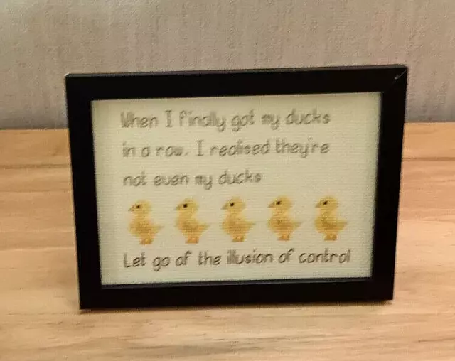 Enten in einer Reihe Zitat - handgefertigtes Geschenk im Kreuzstich