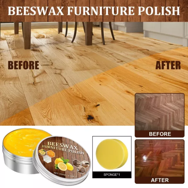 Esmalte de muebles de cera de abejas, condimento de madera cera de abejas - pulido de cera de madera natural 200 g