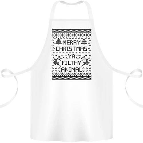 Merry Christmas Ya Filthy Animal Funny Cotton Apron 100% Organic