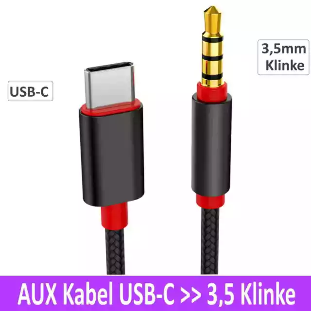 Audio Adapter Kabel USB C Aux Typ C Klinke 3,5mm Stecker Auto stereo sound 1m Gu 3