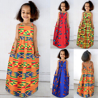 Toddler Kids Baby Girls African Dashiki Traditional Style Sleeveless Strap