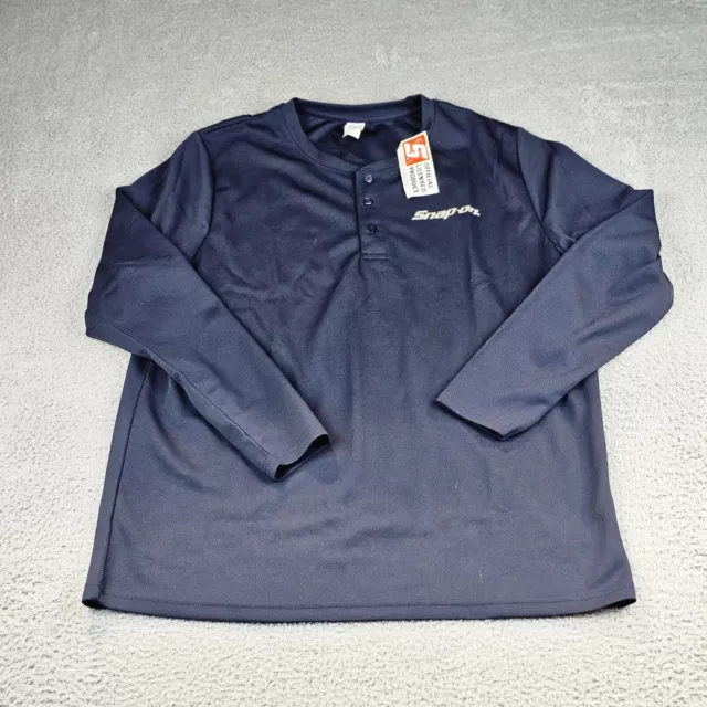 SNAP ON TOOLS Henley Shirt Mens Extra Large Long Sleeve Navy Blue Work ...
