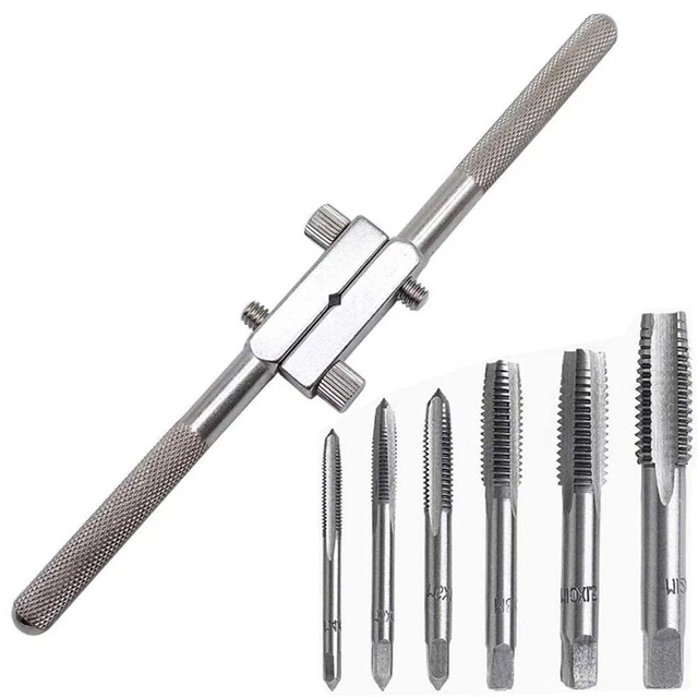 7Pcs 7.7Inch Long T-Handle Ratchet Tap Holder Adjustand Wrench with -M12 E3B8