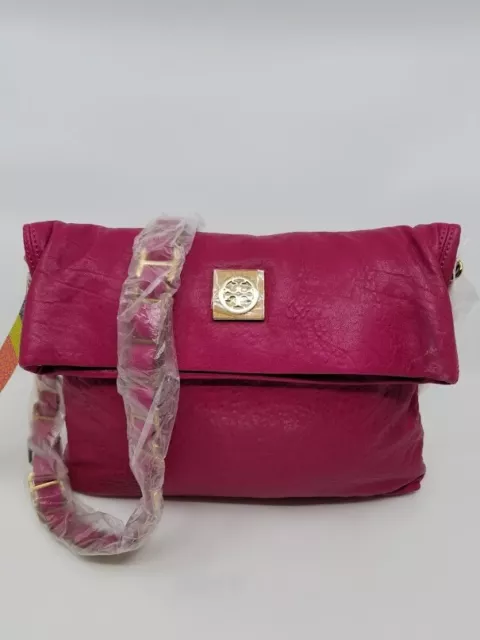 Authentic TORY BURCH Louiisa Messenger Crossbody Leather Pink Fuchsia Bag $435