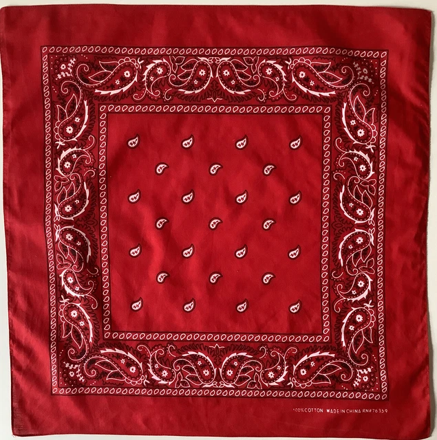Sciarpa a bandana 14 A rossa 22 pollici quadrata vintage 100% cotone