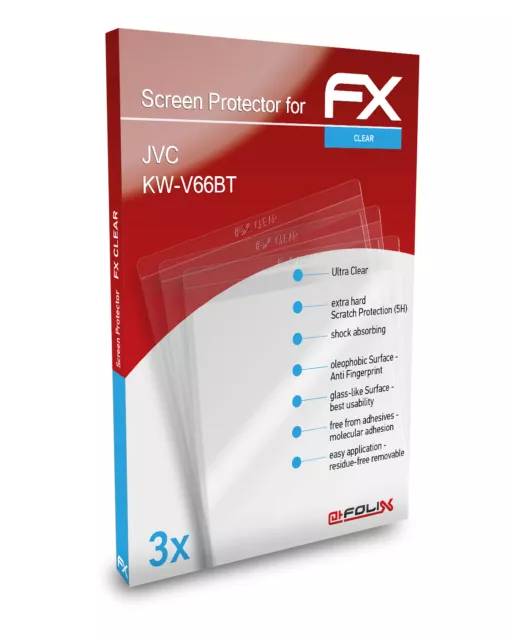 atFoliX 3x Film Protection d'écran pour JVC KW-V66BT Protecteur d'écran clair