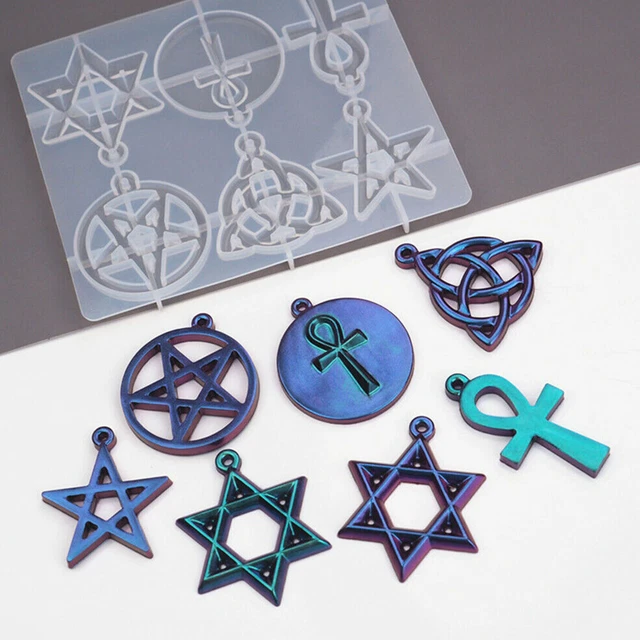 Pentagrama resina fundida molde de silicona collar fabricación epoxi artesanía hágalo usted mismo