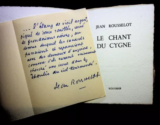 🌓 JEAN ROUSSELOT Le Chant du Cygne Rougerie tirage de tête conte autographe ms