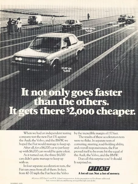 1975 1976 Fiat 131 Original Advertisement Print Art Car Ad PE69