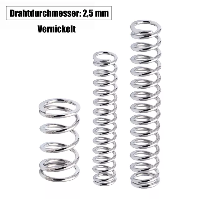 Druckfeder, Feder, Federstahl DIN 2095 Vernickelt 2,5mm Drahtdurchmesser