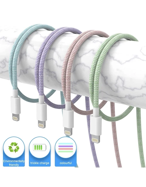 4 pastel Apple MFi Certified iPhone Charger Long Lightning Cable 3f, 6f, 10f