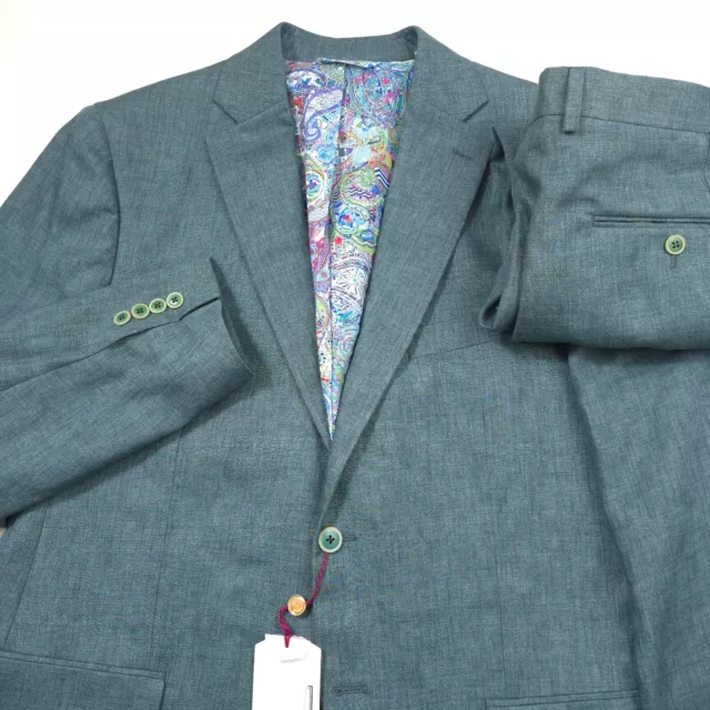 Robert Graham Reno Delave Linen Modern Fit Cedar Green Suit Mens Size 46R X 38