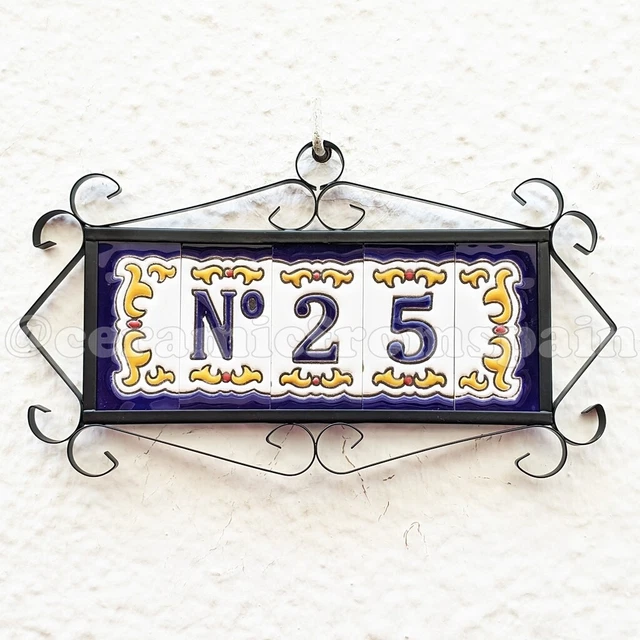 Spanish Ceramic tile letters - House ceramic numbers - Numbers and Letters - 4