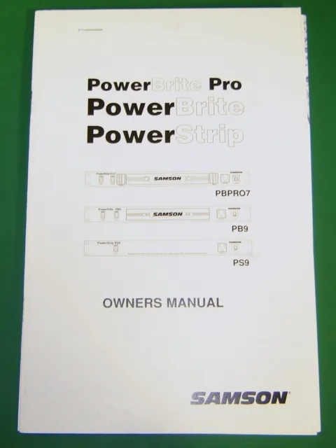 Original Samson PowerBrite Pro Owner's Manual - PB PRO7; PB9; PS9