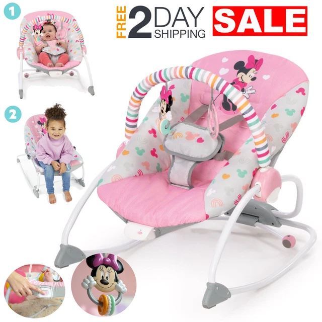 Bright Starts Disney Baby Minnie Mouse 2-In-1 Vibrating Baby Rocker Chair