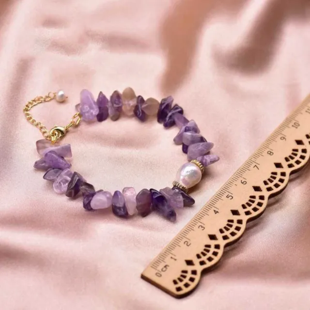 Natural Amethyst Freshwater Baroque Pearls Bracelet Souvenir Yoga Relief