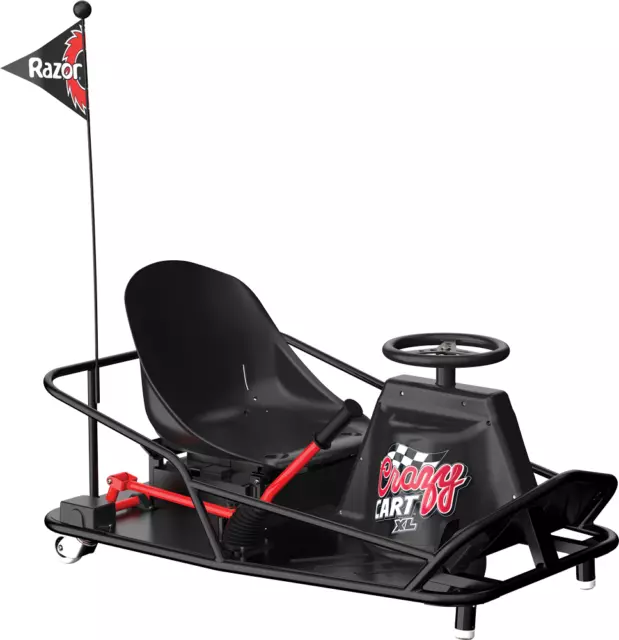 Razor Crazy Cart - 24V Electric Drifting Go Kart - Variable Speed, Up to 12  mph, Drift Bar for Controlled Drifts, One Size, Black/Red
