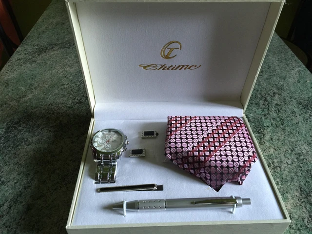 COFFRET CADEAU MONTRE + Stylo + Cravate + Pince A Cravate + Boutons  Manchette EUR 19,90 - PicClick FR