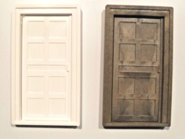 Dolls House Plastic Woodgrain Effect Doors. Two Colours, White or Brown.