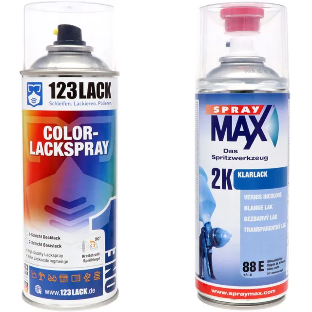 Autolack Spraydosen Set geeignet für Mercedes IRIDIUMSILBER 775 + 2K Klarlack