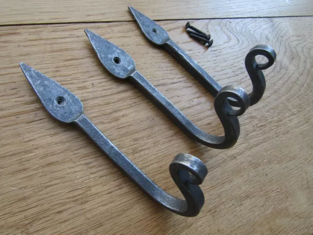 SHEPHERDS CROOK HOOKS hand forged blacksmith rustic iron hanging hook peg hanger