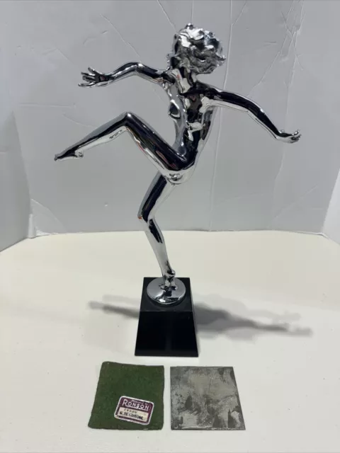 Art Deco Chrome Plated Sculpture of a Dancer By Ronson