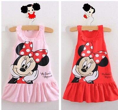 NEW Girls Dress Minnie Mouse Pink or Red, Party Dress Fancy Dress Summer