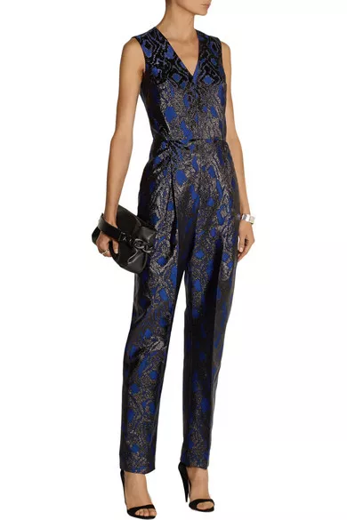 Markus Lupfer $1130 Sophie Metallic Jacquard Jumpsuit Net-a-porter Size S NWOT