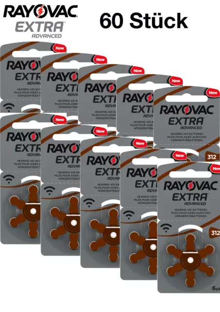 Rayovac Extra Advanced 312 pilas de audífonos paquete 60 + de 2023 + MHD 2026 +