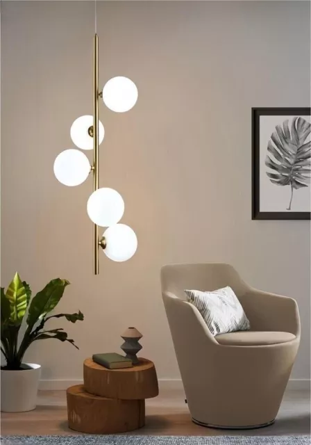 Lampadario 5 sfere in vetro a sospensione attacco G9 moderno color bronzo