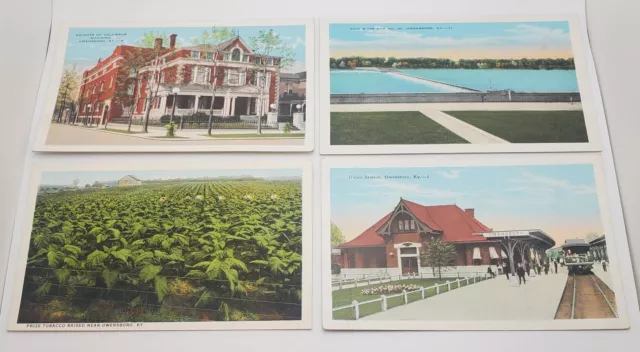 Owensboro Kentucky VTG Postcard Lot of 4 Unposted Tobacco Fields Union Station