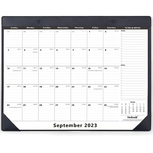 LARGE DESK CALENDAR 20232024 with PU Faux Leather Desktop Mat, Runs