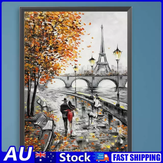 AU Paint By Numbers Kit DIY Oil Art Autumn Romance in Paris Picture Decor 30x40c