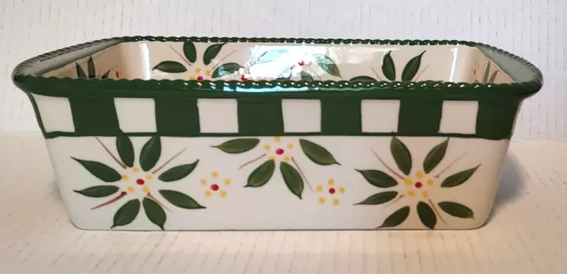 Temptations by Tara Old World 1.75 Qt Ceramic Loaf Pan - Green Floral