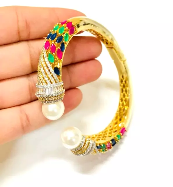 Indien Bollywood Bijoux Or Ton Zircone Ad Perle Bracelets Bracelet Mariage Royal