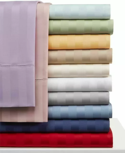 Luxurious 7 PCs Bedding Set 1000 TC Egyptian Cotton Queen Size Stripes Colors