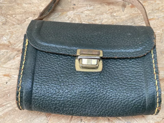 alter kleine dunkelgrüne Lederschultasche Tasche Vintage 2