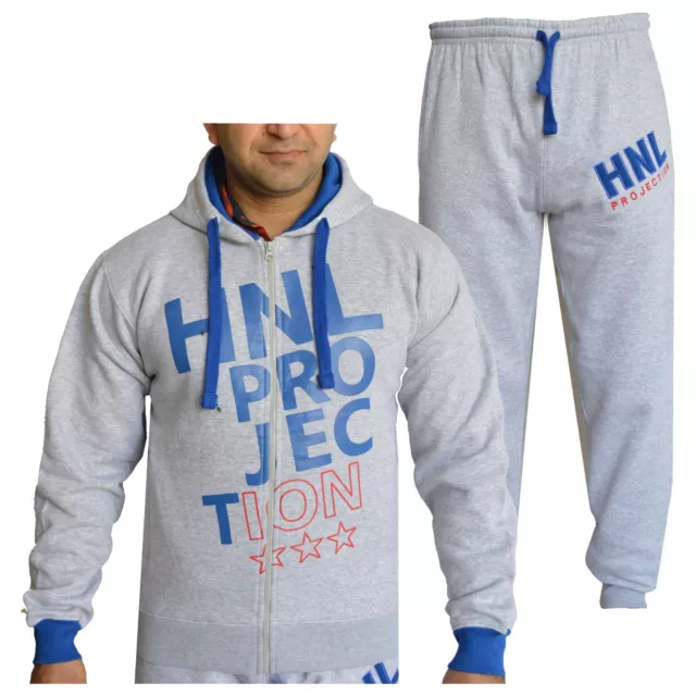 Kids Boys Grey & Blue Designer Tracksuit HNL Hooded Bottoms Joging Suit 7-13 Yrs