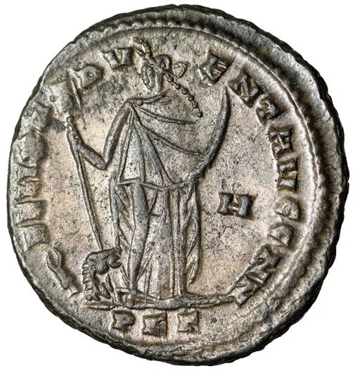 Constantius I Chlorus Silvered Follis "Africa, Lion" Carthage Mint Rare