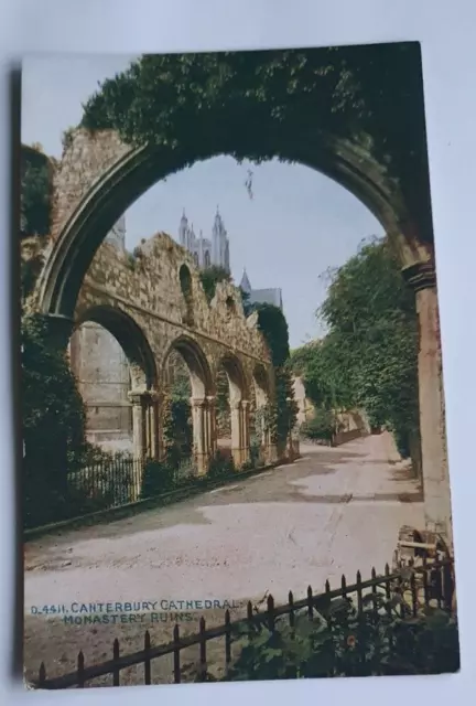 Unposted Photochrom Celesque Postcard - Canterbury Cathedral Monastry Ruins  (b)