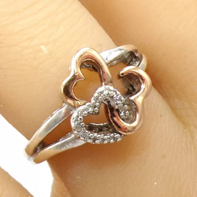 Jane Seymour Open Heart Sterling Silver & 14K Gold Diamond Ring Size 5.5 LLG3