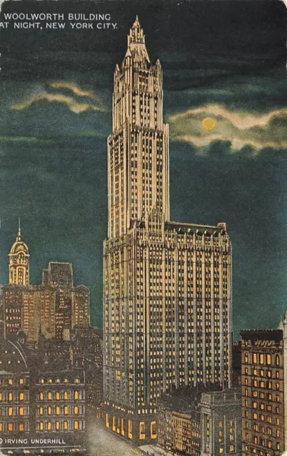 CARTE POSTALE VINTAGE New York City Nyc Woolworth Building At Night ...