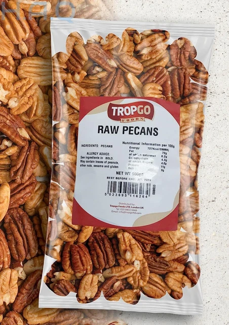 Palacanas crudas Tropgo - 500 g - envasadas nueces frescas y saludables con fibra, proteínas y...