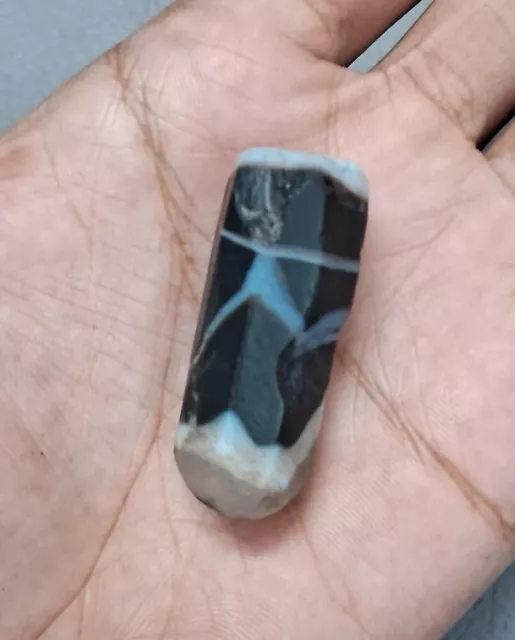 Ancient unusual Indo Tibetan himalayan Banded Agate Sulemani Dzi Pyu large Bead