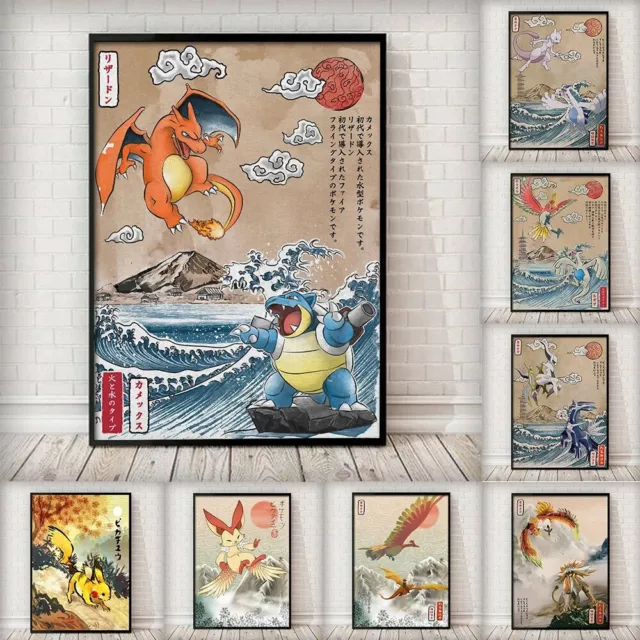 40x50cm Unframed Japanese Anime Pokemon Peripheral Poster Decor Wall Art Canvas