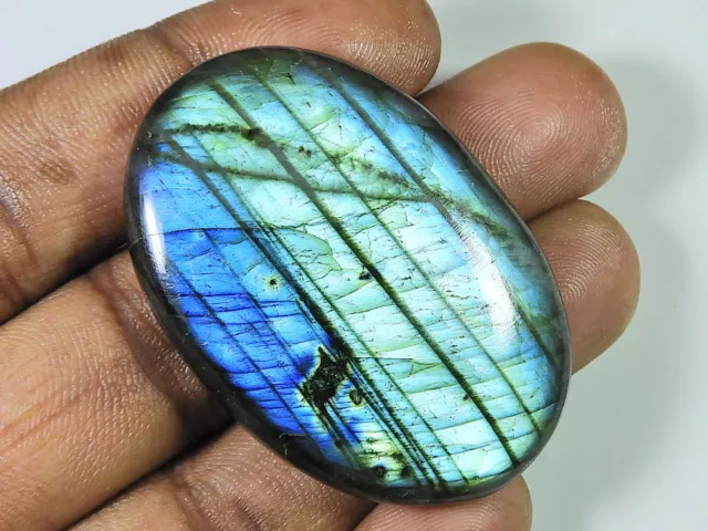 155Cts.Natural Labradorite Multi Fire Oval Cabochon Loose Gemstone 32X48X7MM