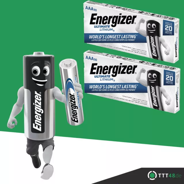 20 x Energizer Ultimate AAA Micro Lithium FR03 L92 1,5V im Karton / Folie